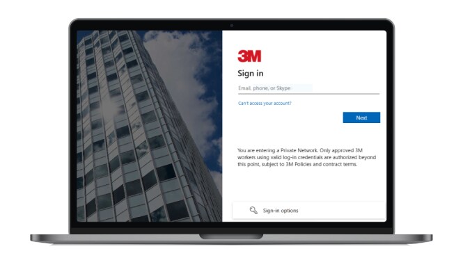 Um computador portátil a apresentar o ecrã de início de sessão da aplicação My 3M.
