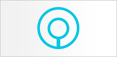 Ícone circular turquesa do auscultador de um estetoscópio Littmann.
