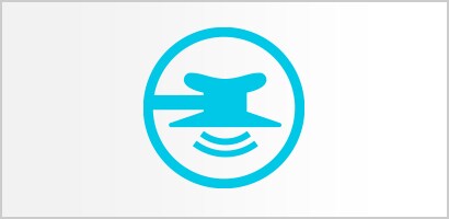 Ícone circular turquesa do diafragma sintonizável de um estetoscópio Littmann.
