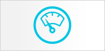 Ícone circular turquesa do mostrador de uma balança com a agulha a indicar um peso reduzido.
