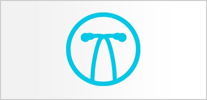 Ícone circular turquesa dos tubos auriculares de um estetoscópio Littmann.

